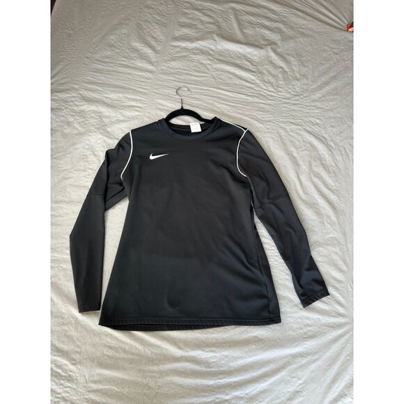 Nike Womens Black Dri- Fit Shirt Medium Long sleeve Fleece pullover polyester - Picture 1 of 8